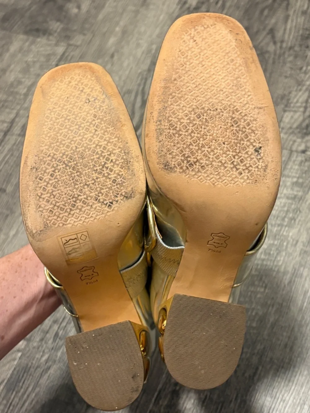 Tory Burch Madison Metallic Mary Jane Pumps 7.5 Size 100mm Heel